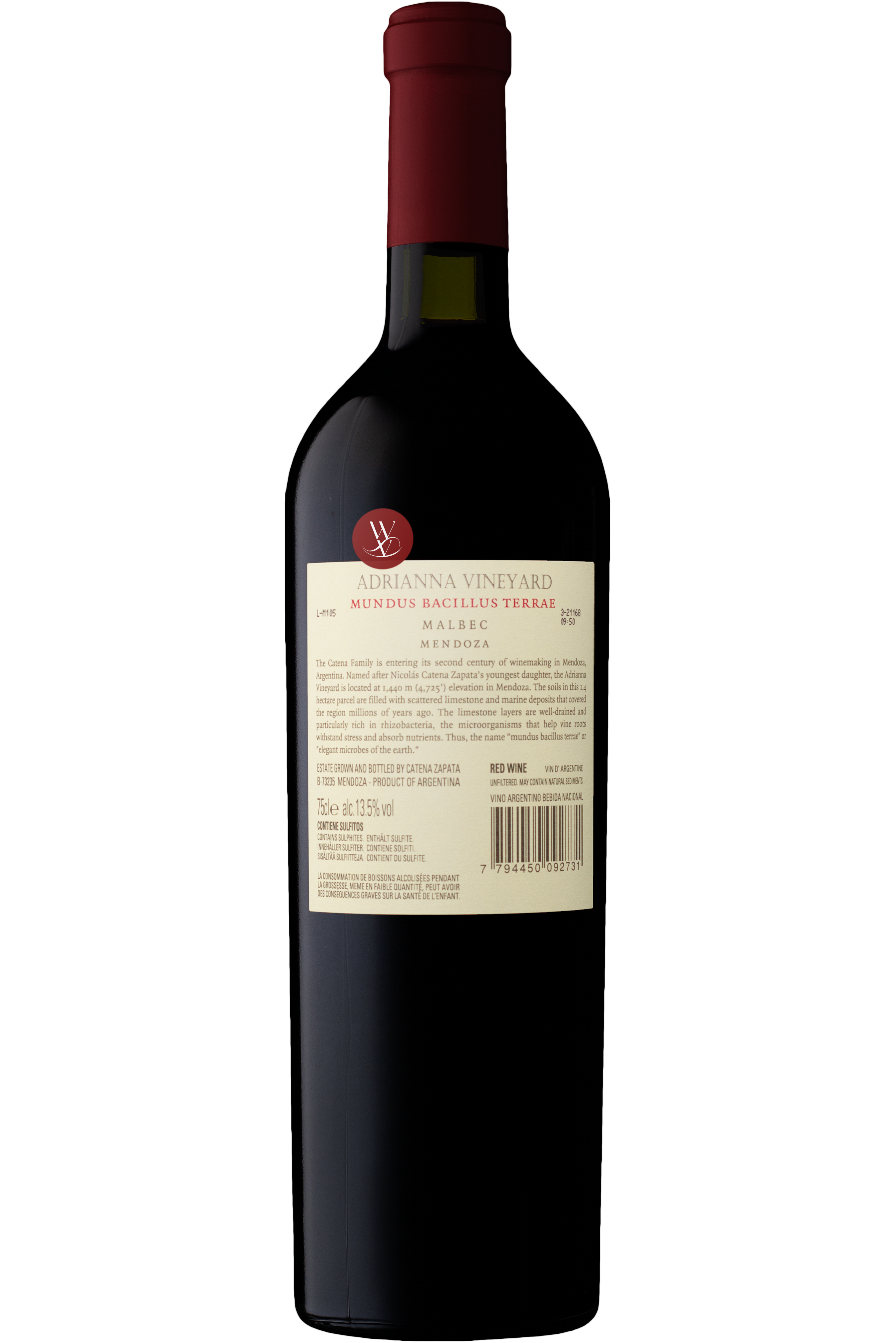 Adrianna Vineyard Mundus Bacillus Terrae "Malbec Rouge " 2018