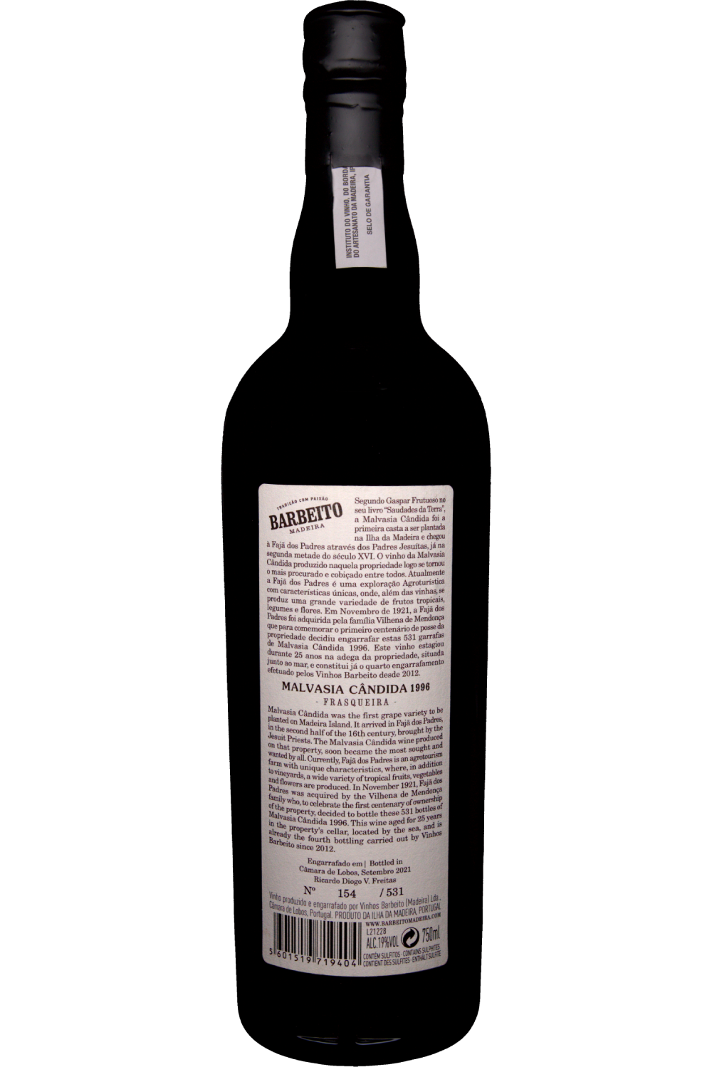 WineVins Barbeito Madeira Frasqueira Malvasia Cândida 1996